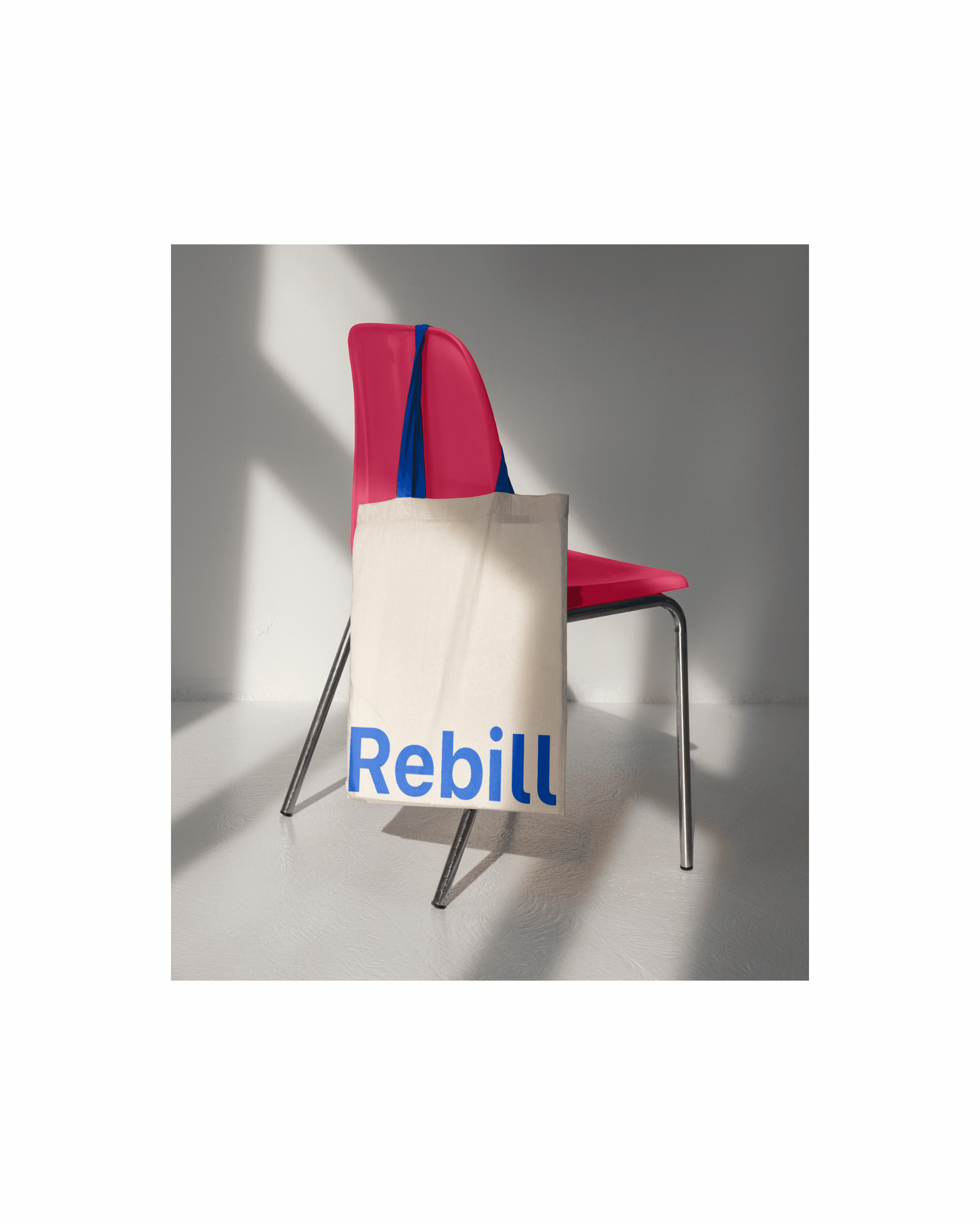 Rebill symbol construction grid showing the precise geometry and proportions of the blue payments icon, part of the scalable visual identity Kundo Studio created to position Rebill as Stripe-grade payments infrastructure for Latin America.